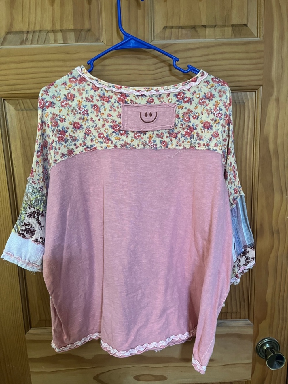 Oli & Hali Patchwork Pink Floral Raglan Tunic - Picture 2 of 3